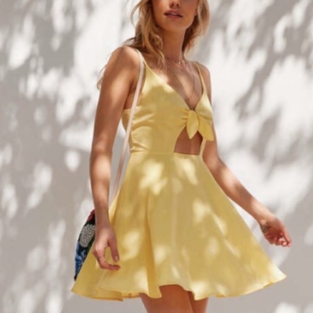 Kimchi Blue UO Yellow Fit and Flare Dress